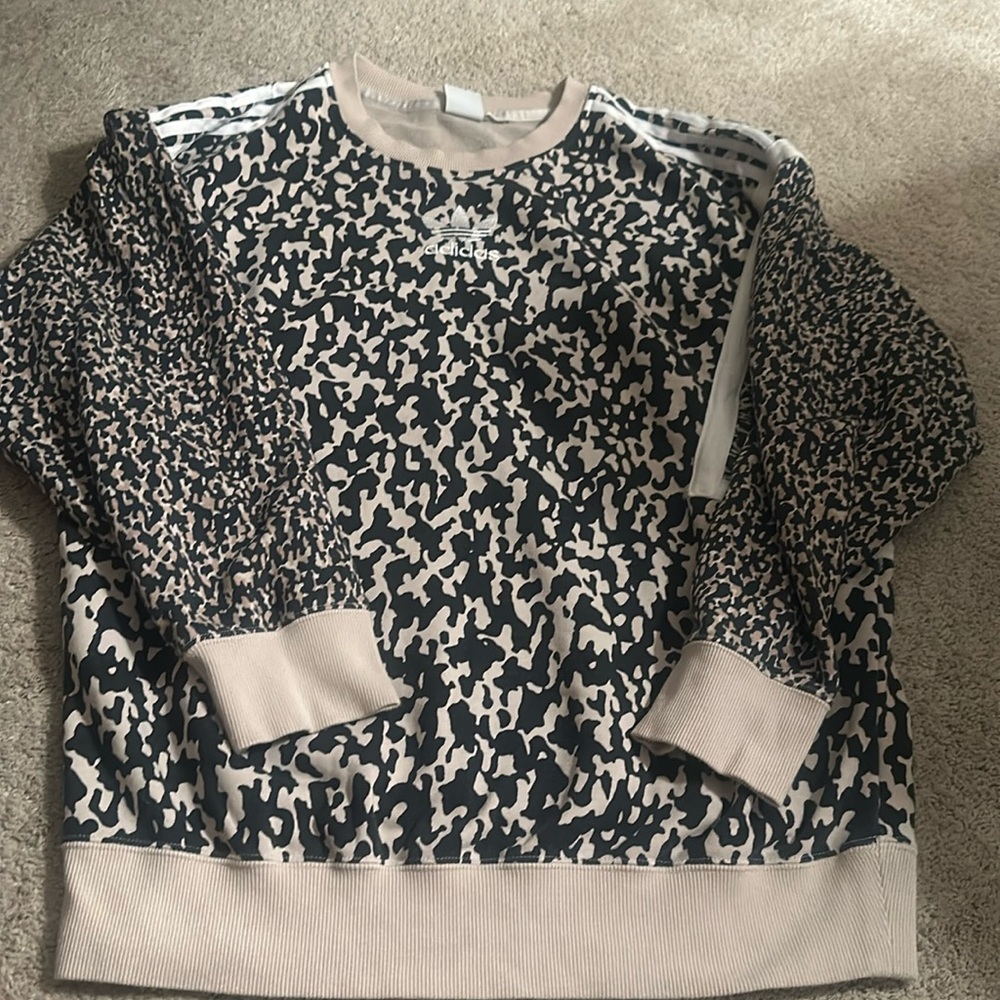 Oversized leopard print adidas sweater